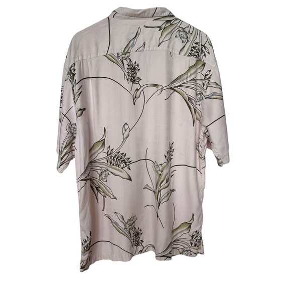 Hilo Hattie Men's XL Pink Floral Hawaiian Silk Shirt Short Sleeve 100% Silk - Picture 4 of 11